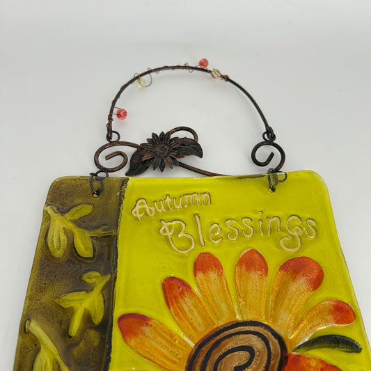 Glass Autumn Blessings Sign