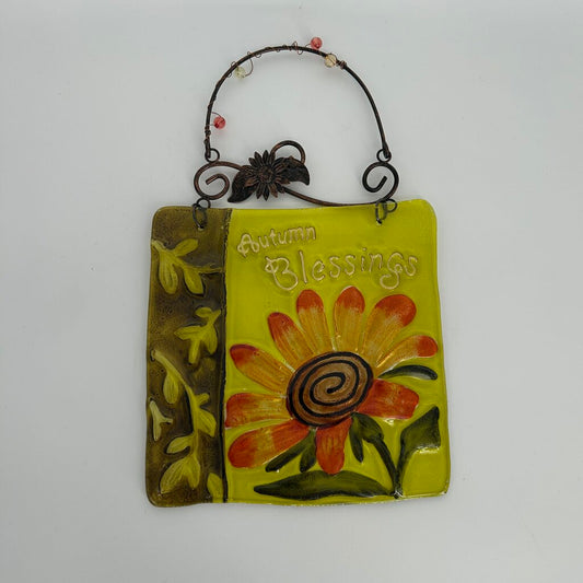 Glass Autumn Blessings Sign