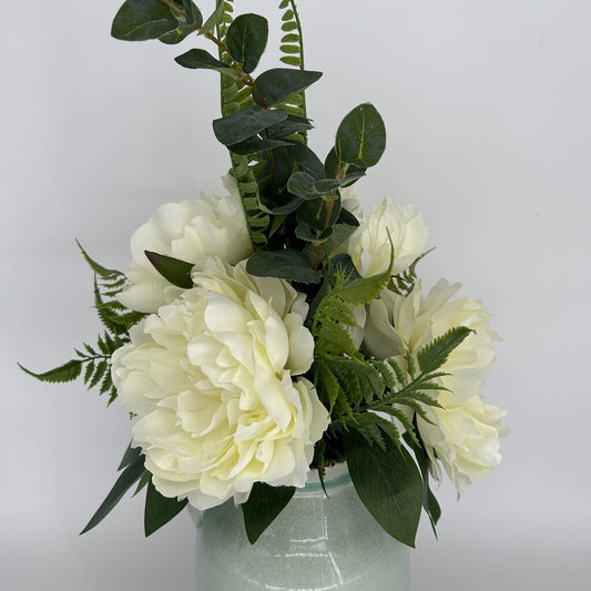 Faux Flowers in Jug