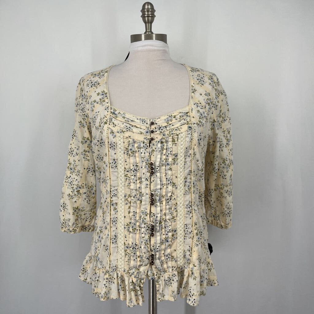 Faded Glory 3/4 Slv Floral Shirt