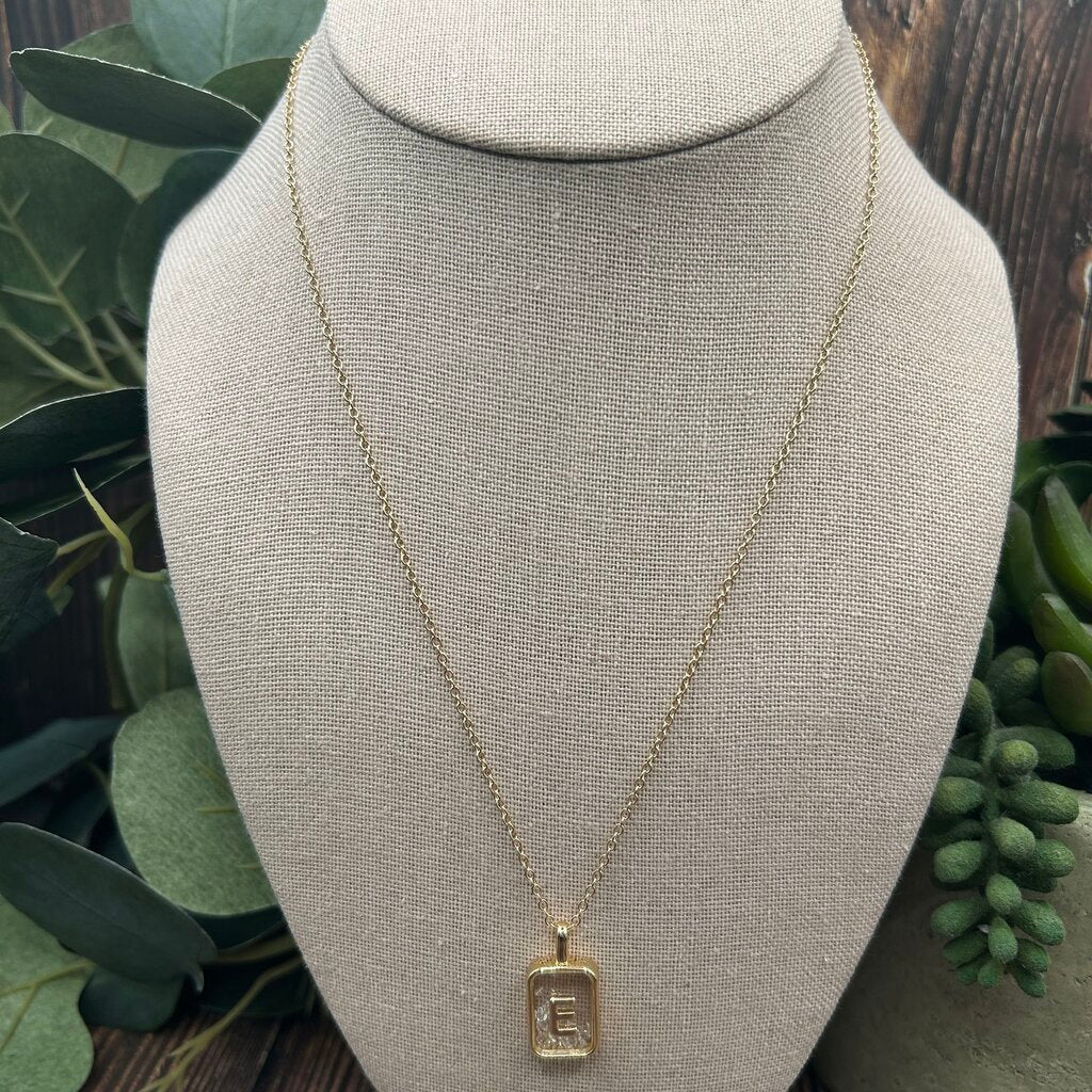 Gorjana CZ E Pendant Necklace