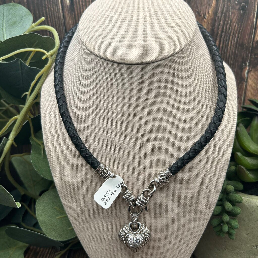 Judith Ripka Leather Heart Necklace