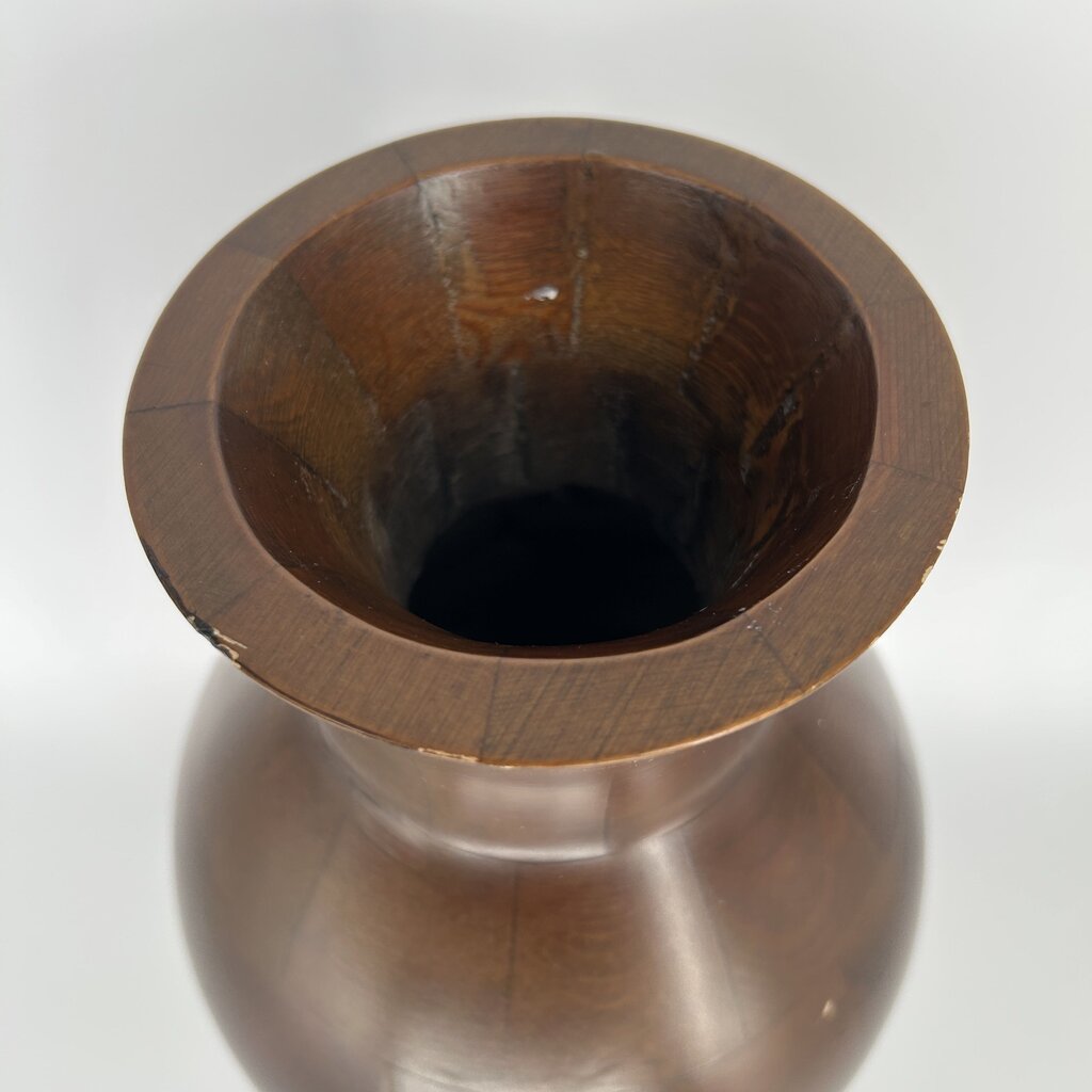 Wooden Vase w/Leaf Accents