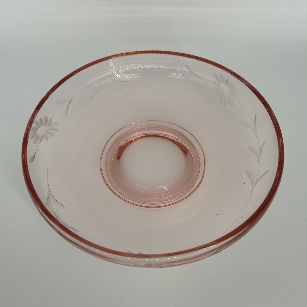 Floral Etched Glass Bowl