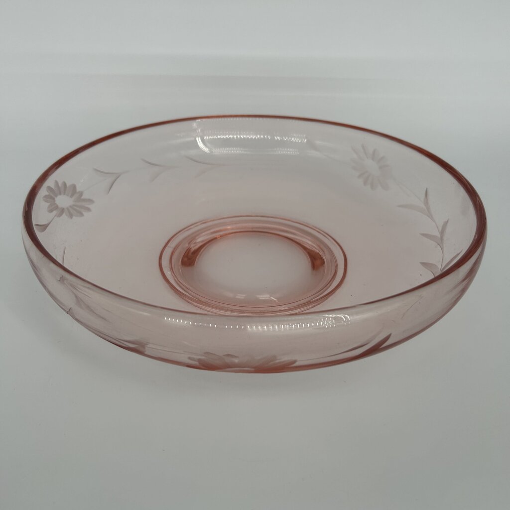 Floral Etched Glass Bowl
