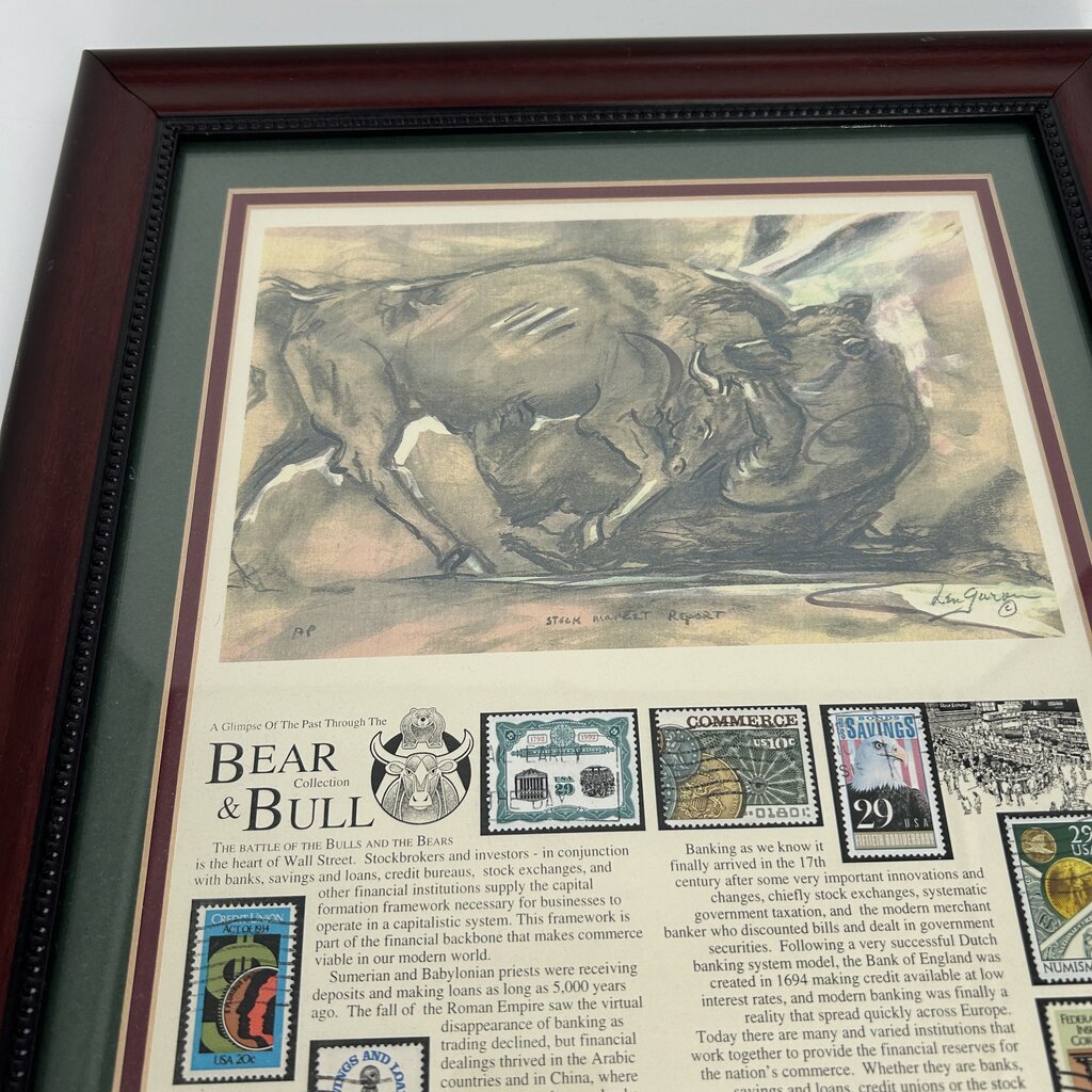 Framed Bear & Bull Print