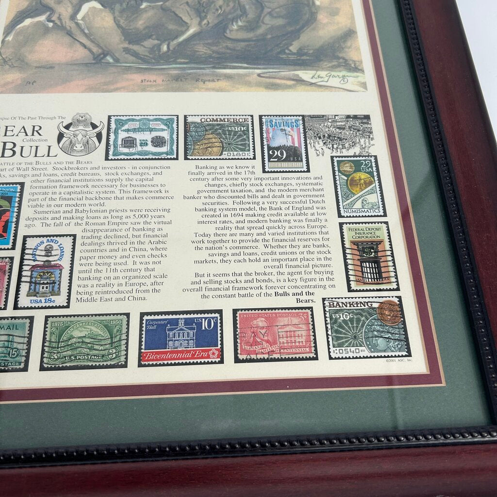Framed Bear & Bull Print