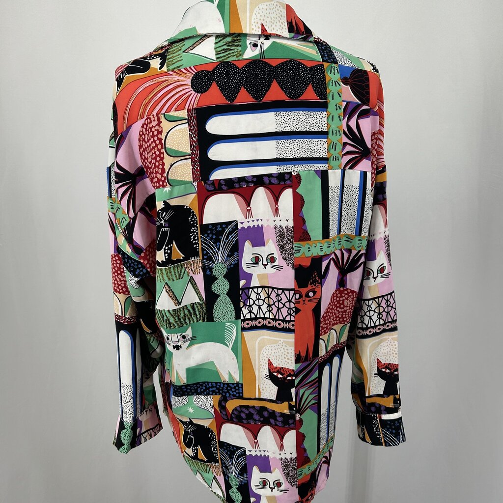 Fashion L/s Multi Print Cat Shirt