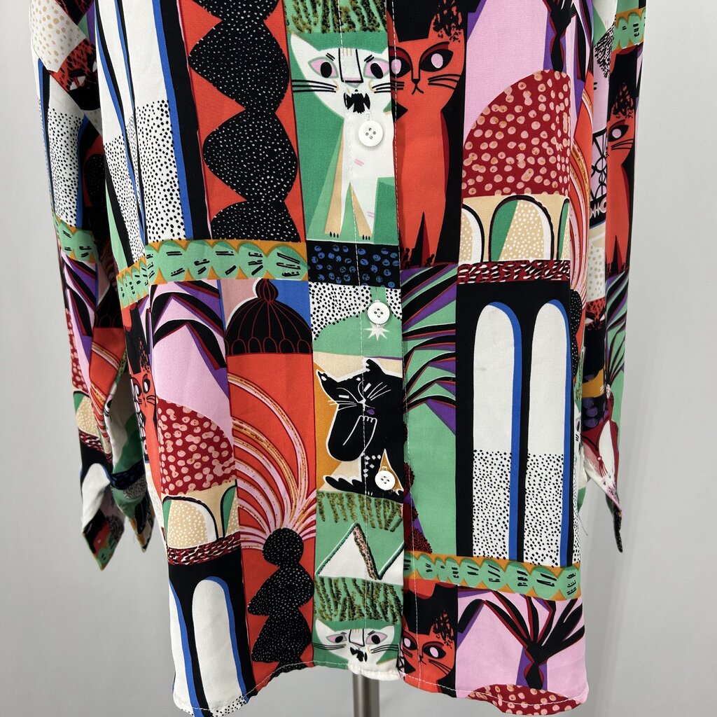Fashion L/s Multi Print Cat Shirt