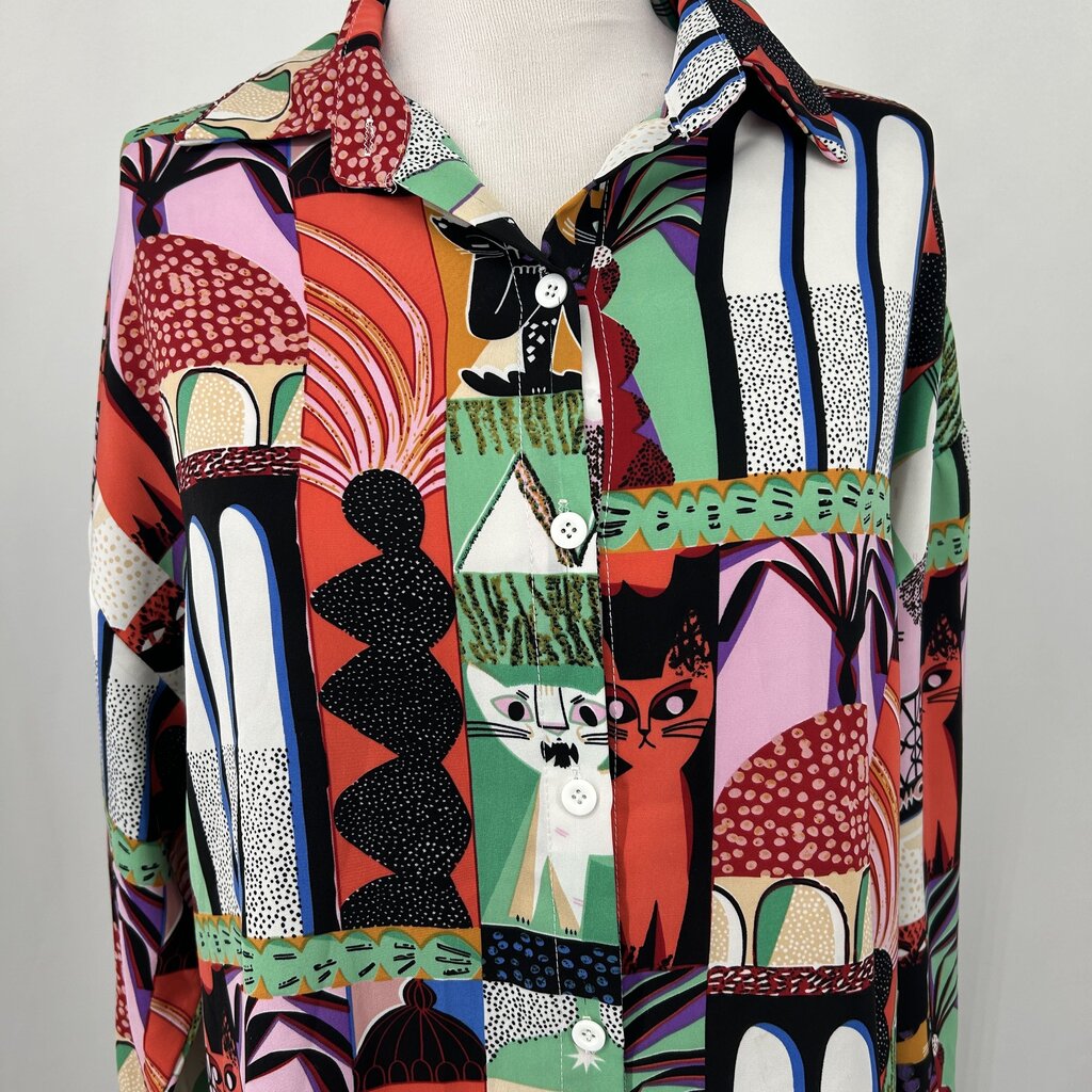 Fashion L/s Multi Print Cat Shirt