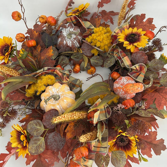 Faux Pumpkin Wreath