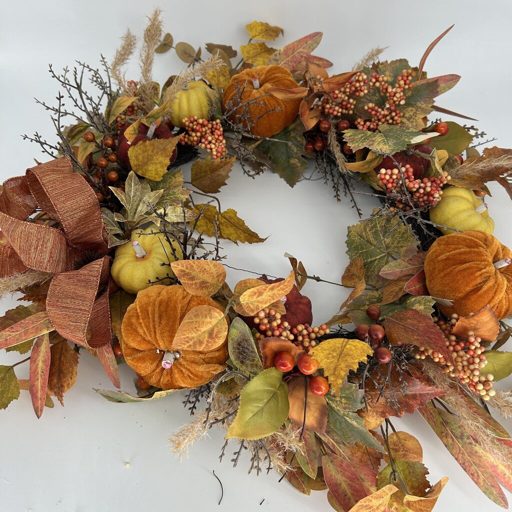 Faux Pumpkin Wreath