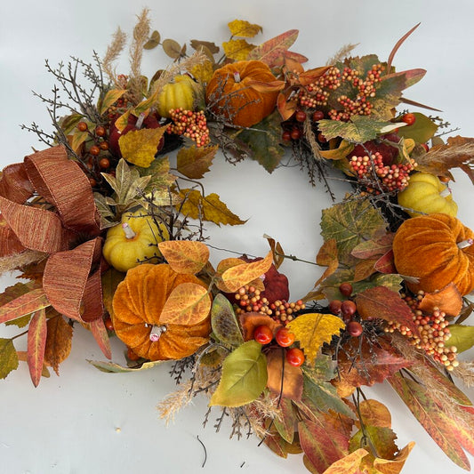 Faux Pumpkin Wreath