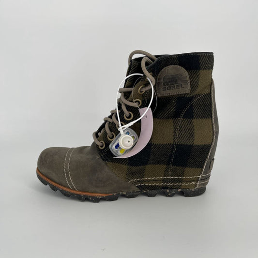 Sorel Plaid Flannel Wedge Bootie