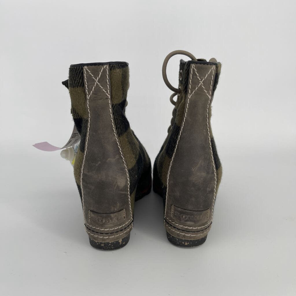 Sorel Plaid Flannel Wedge Bootie