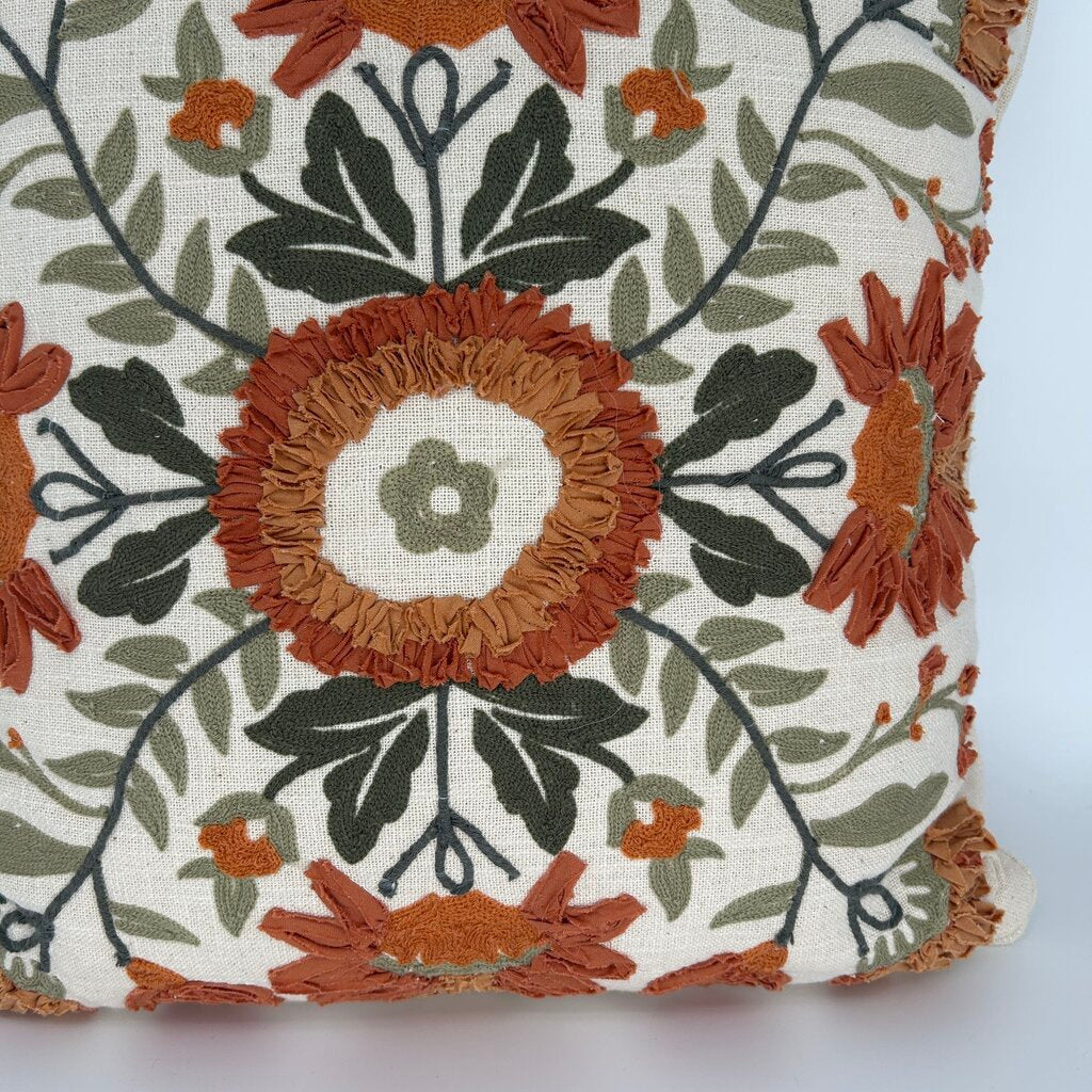 Embrodiered Floral Pillow