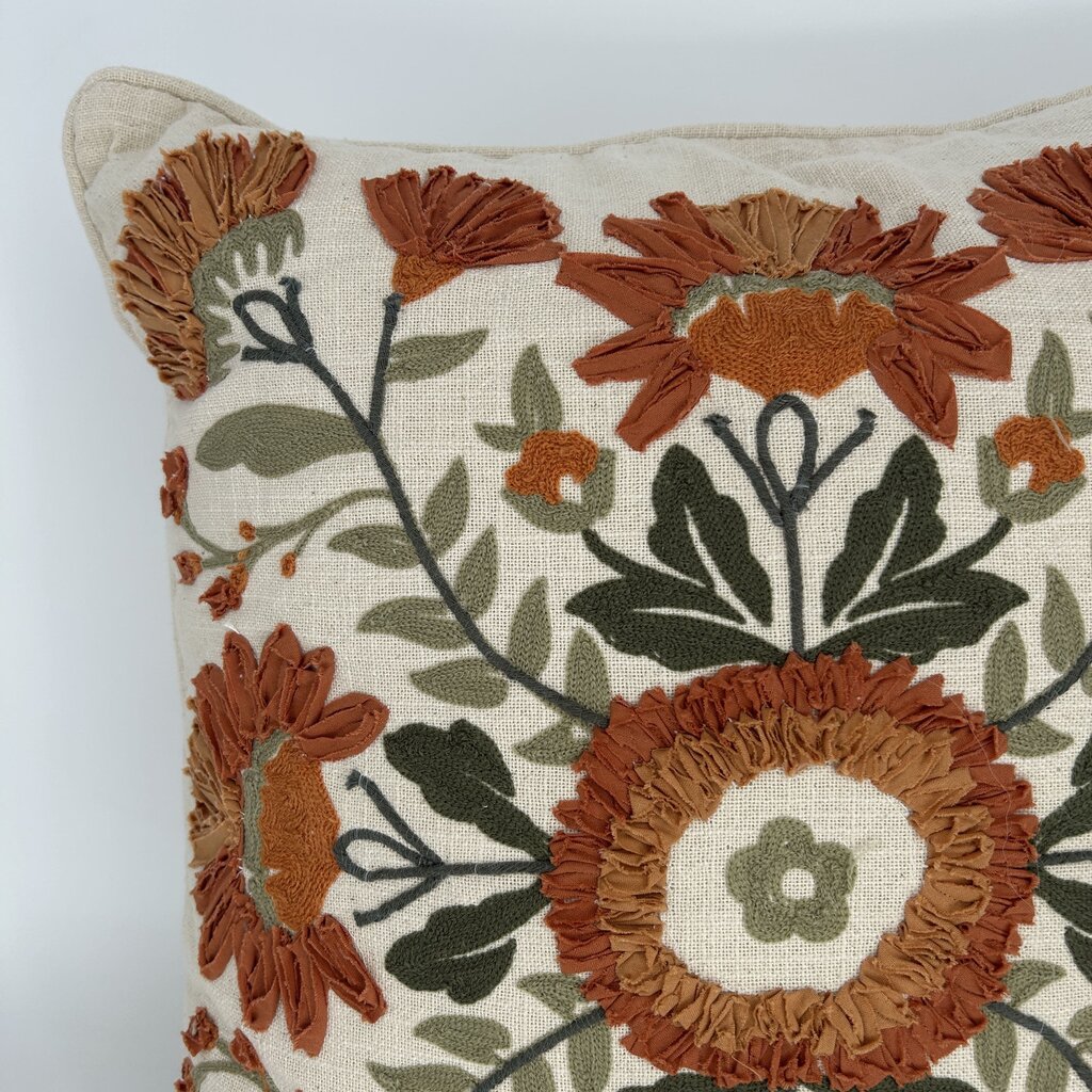 Embrodiered Floral Pillow