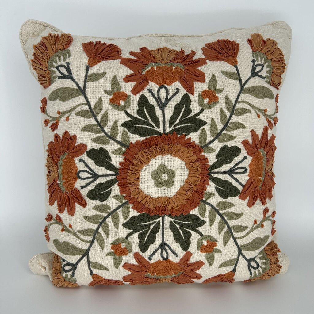 Embrodiered Floral Pillow