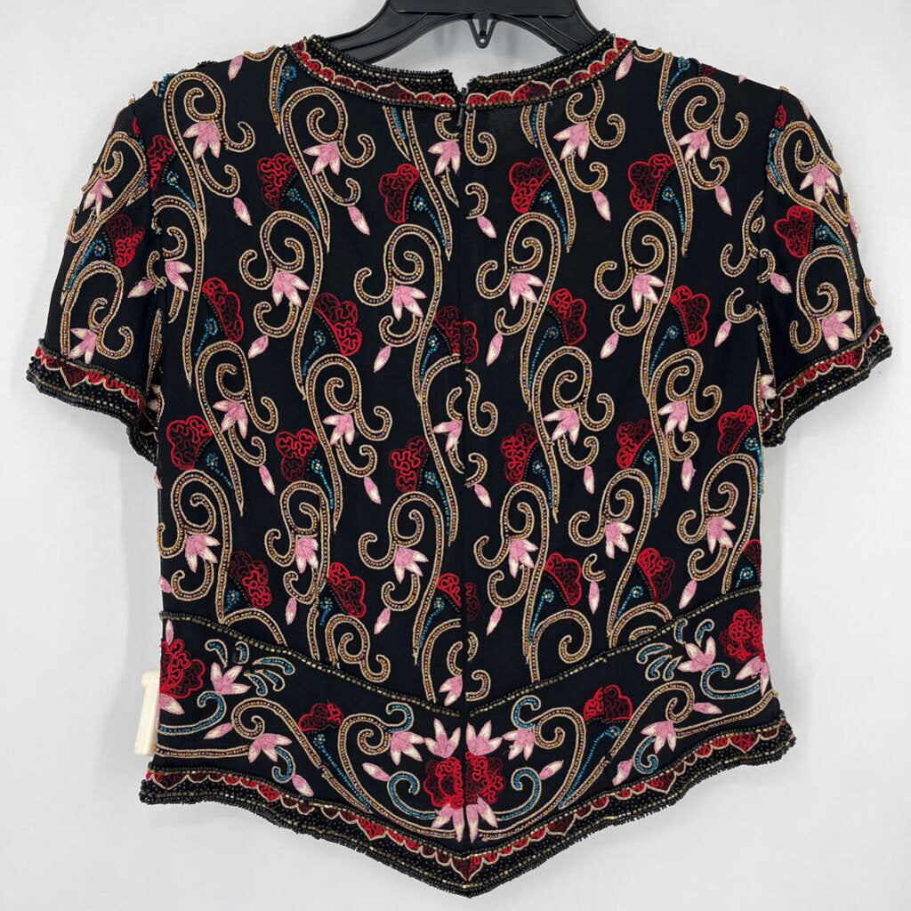 Papell Boutique Beaded Silk Shirt