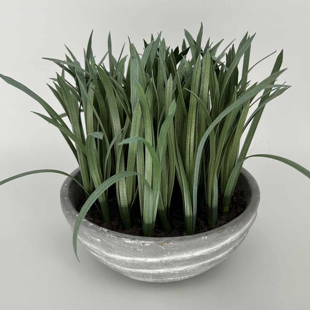 Faux Grass in Concrete Pot