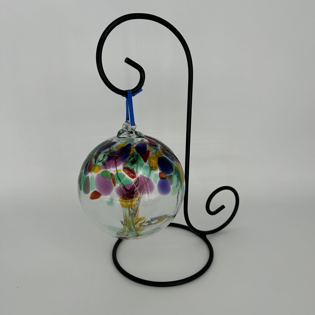 Blown Glass Witches Globe w/ Stand
