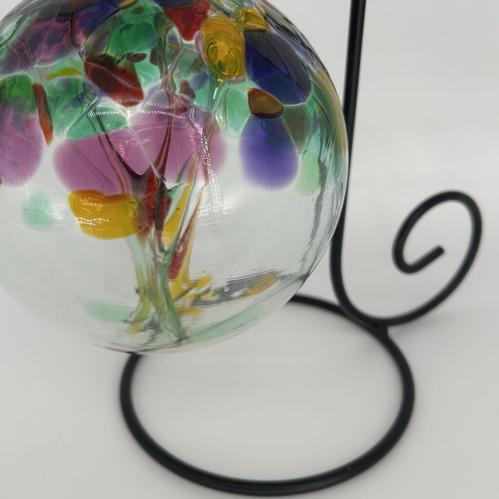 Blown Glass Witches Globe w/ Stand