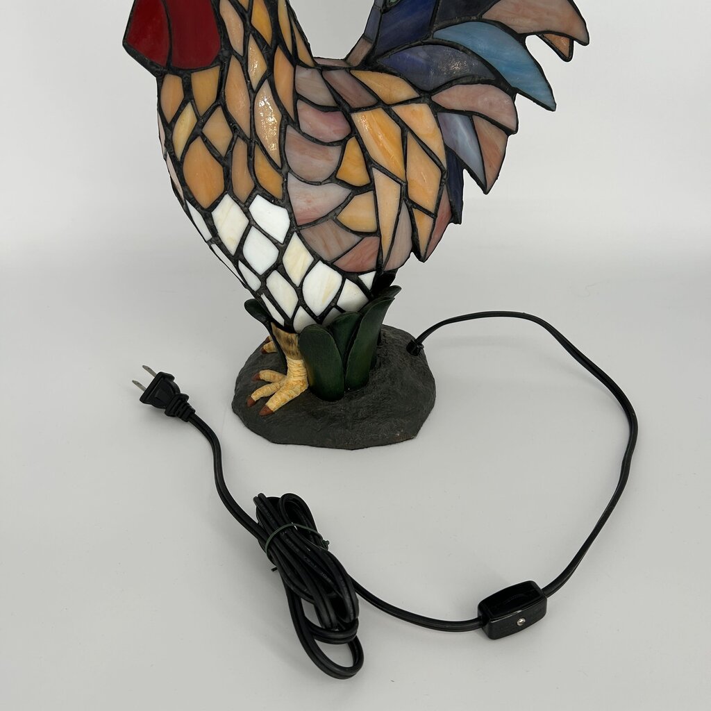 Stained Glass Rooster Lamp