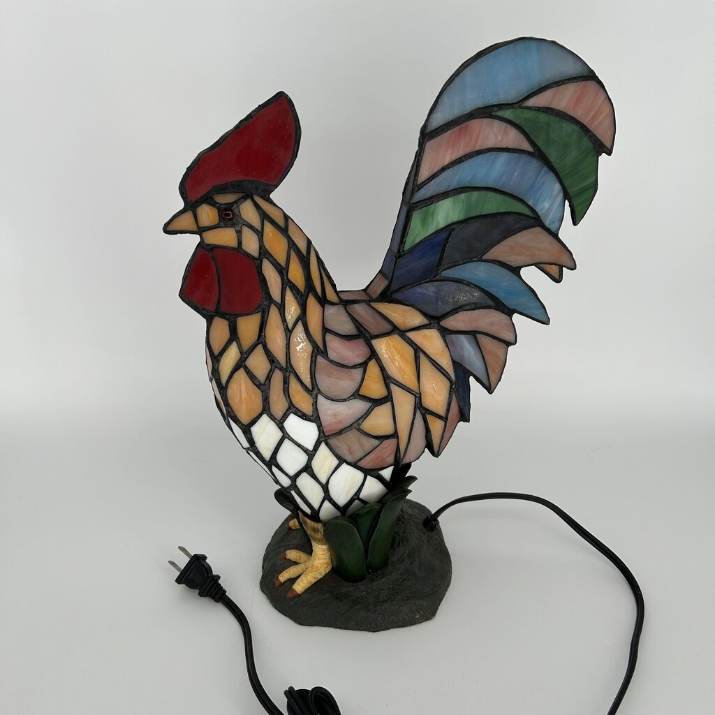 Stained Glass Rooster Lamp