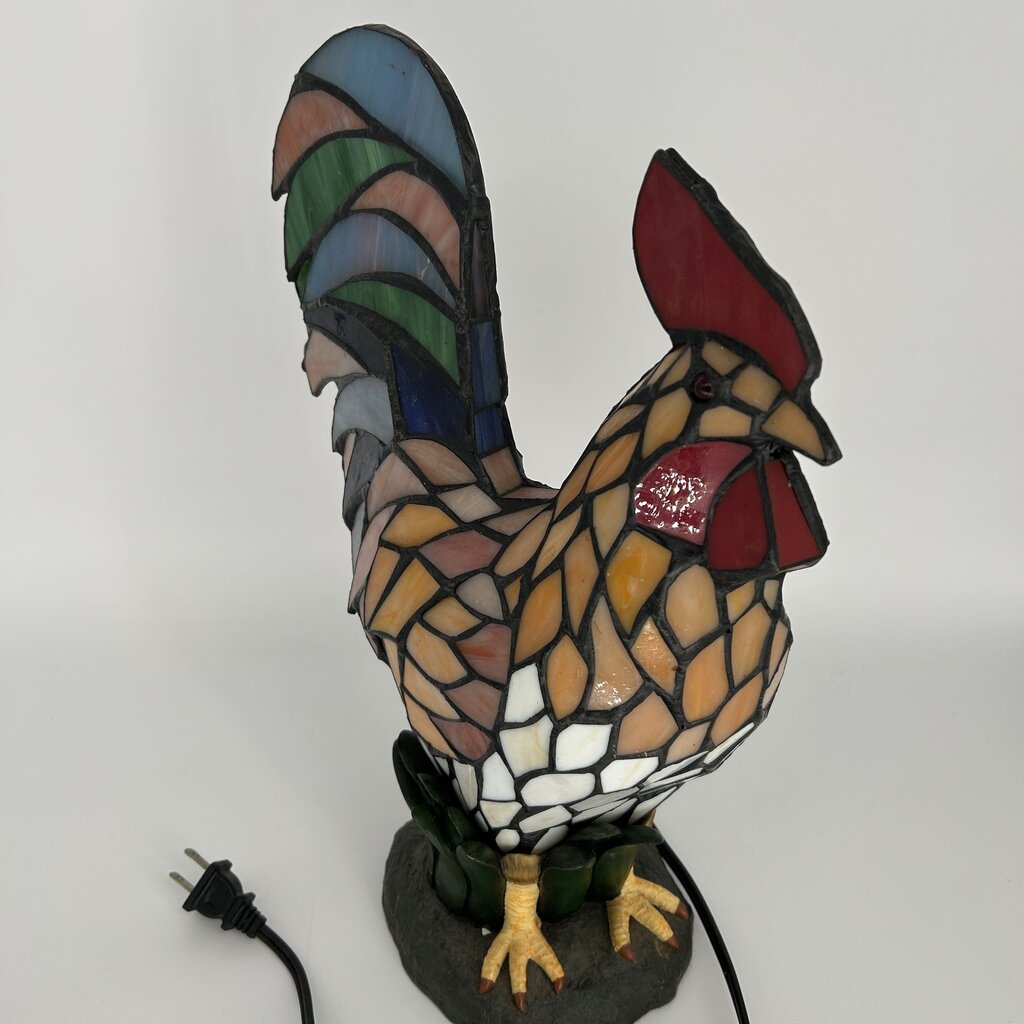 Stained Glass Rooster Lamp