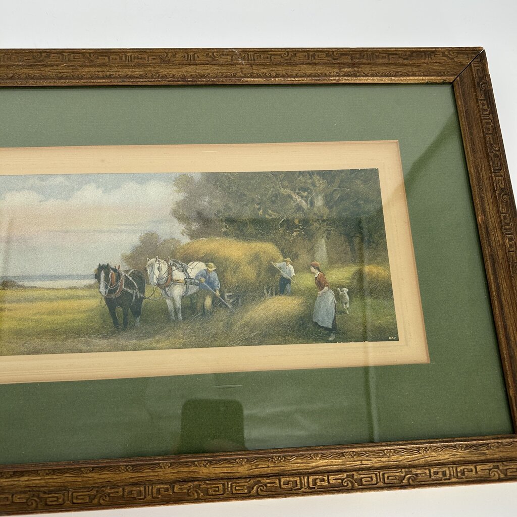 Horses in Pasture w Farmer Artwork