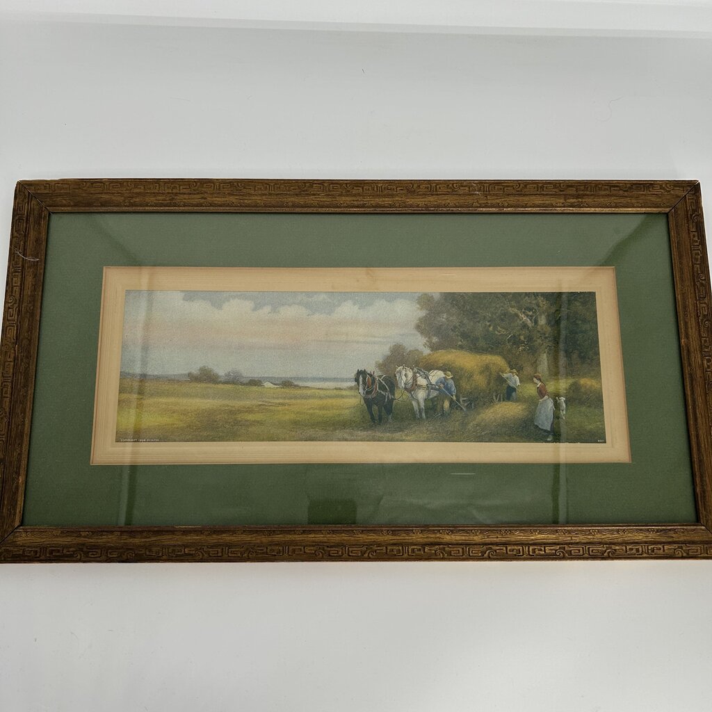 Horses in Pasture w Farmer Artwork