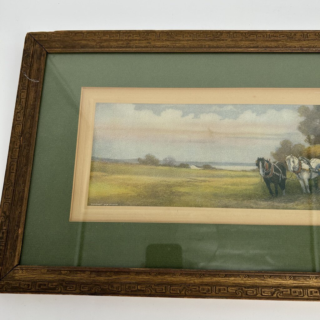Horses in Pasture w Farmer Artwork