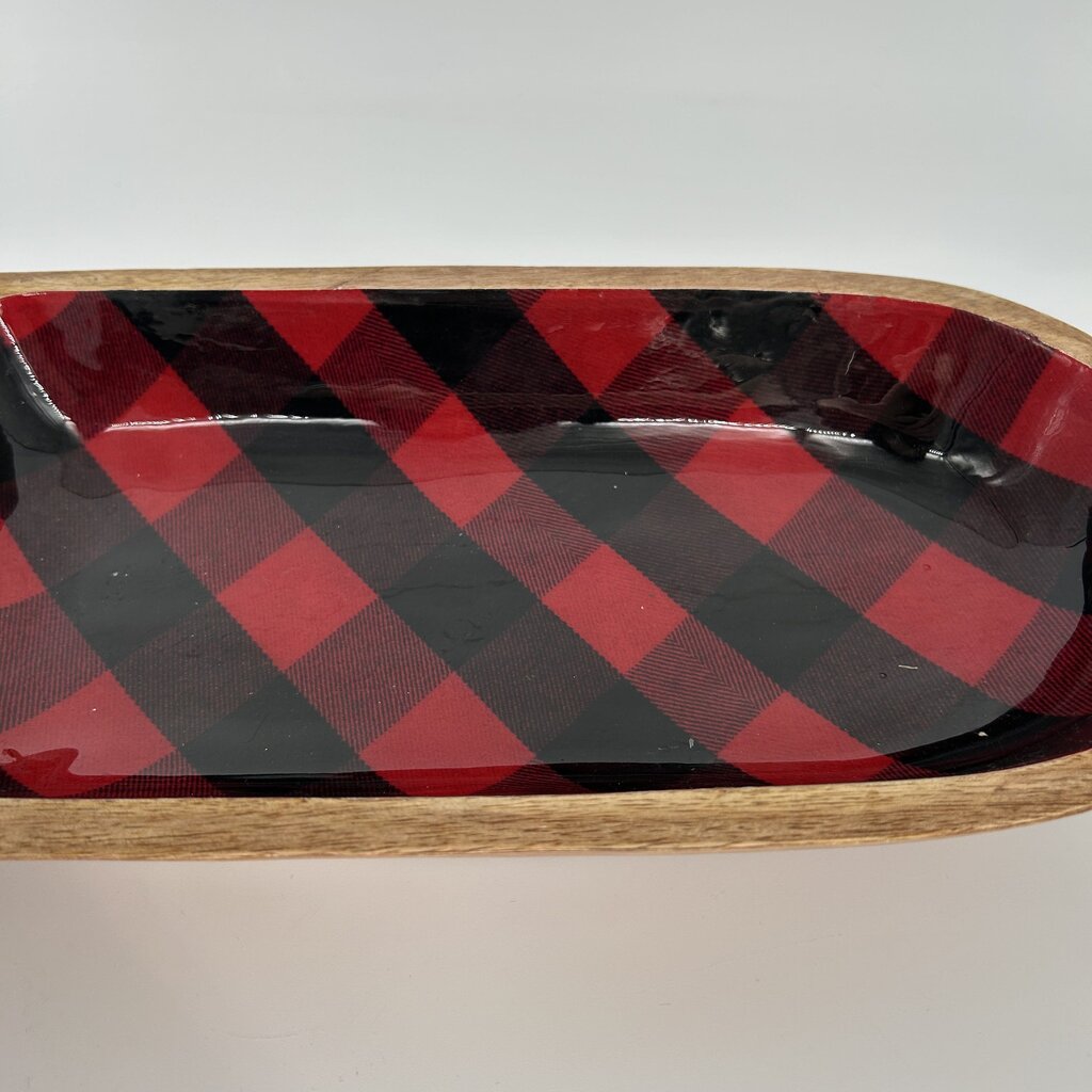 Wooden Divided Plaid Dish