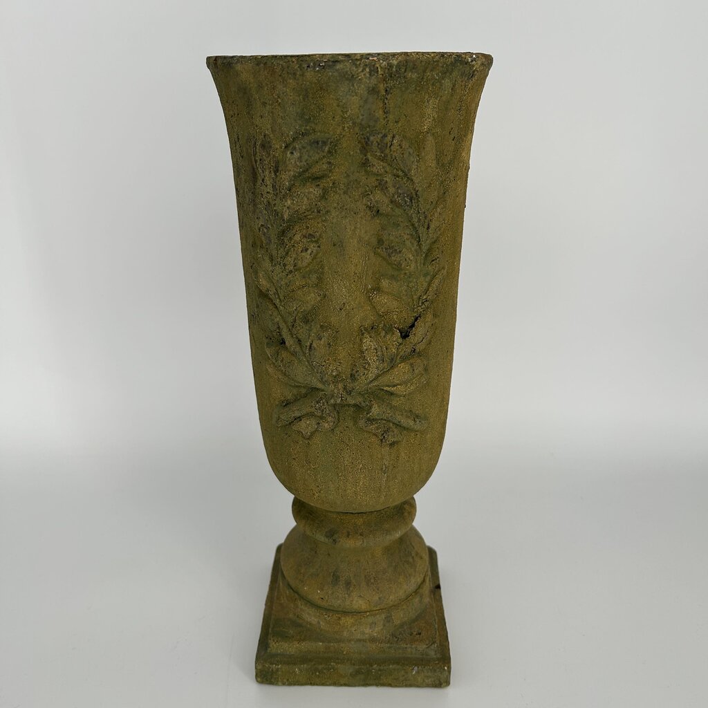 Etched Stone Pedestal Vase