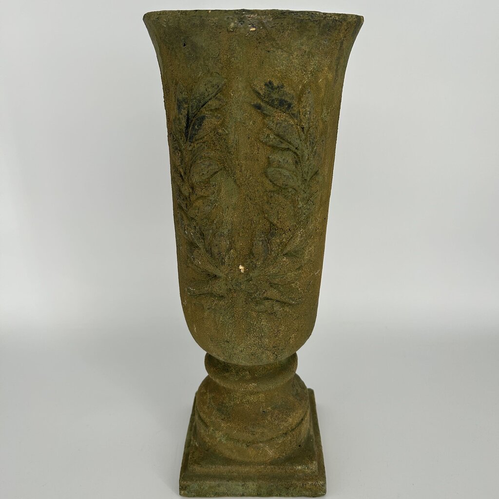 Etched Stone Pedestal Vase