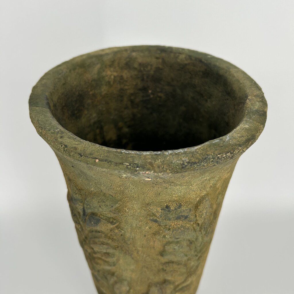 Etched Stone Pedestal Vase