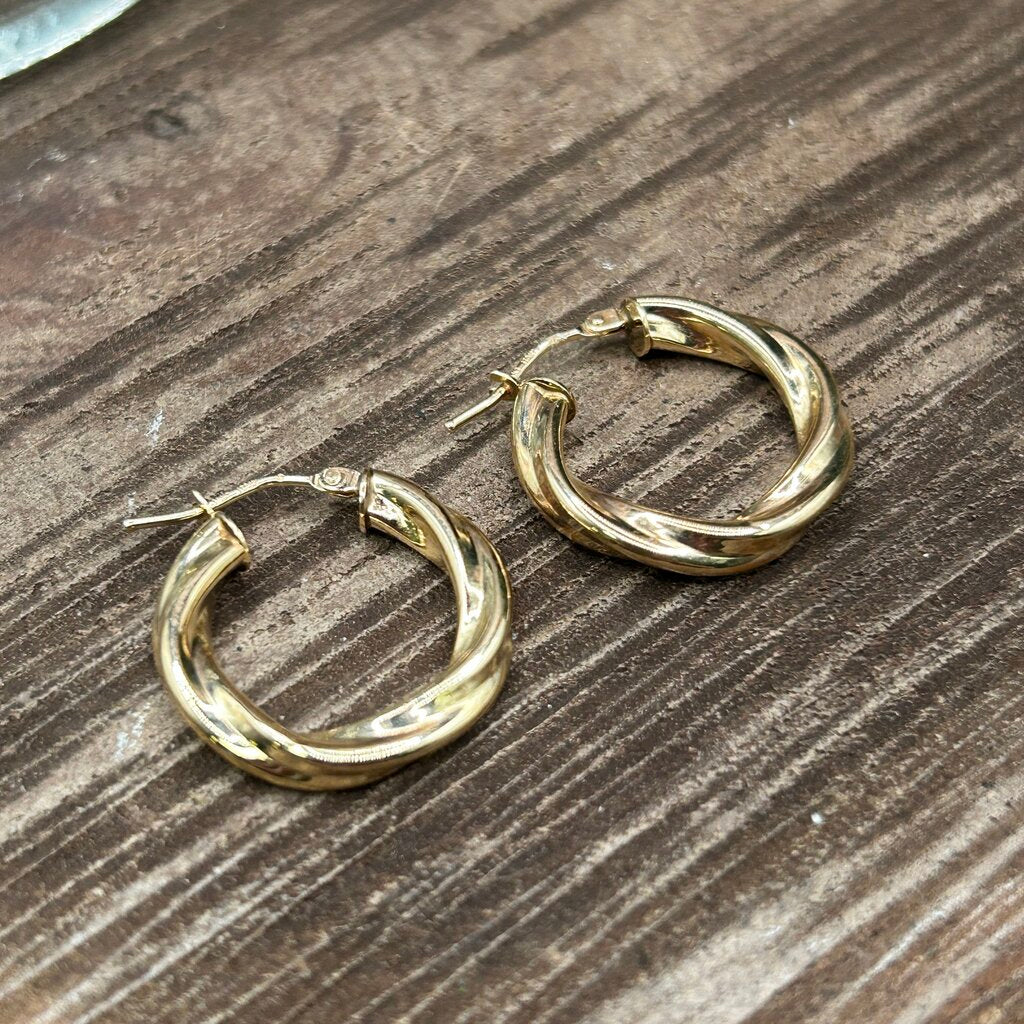 14k Twist Hoop Earrings
