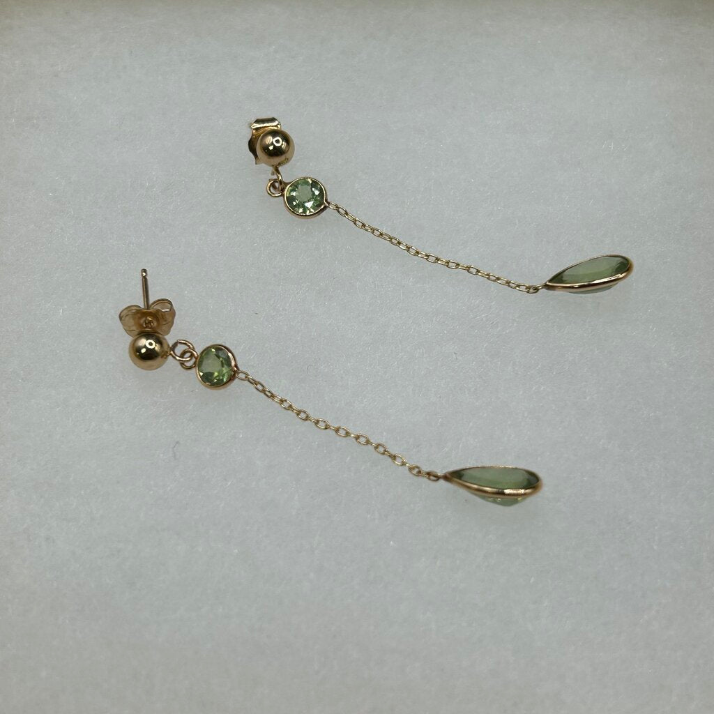 14k Peridot Drop Earrings