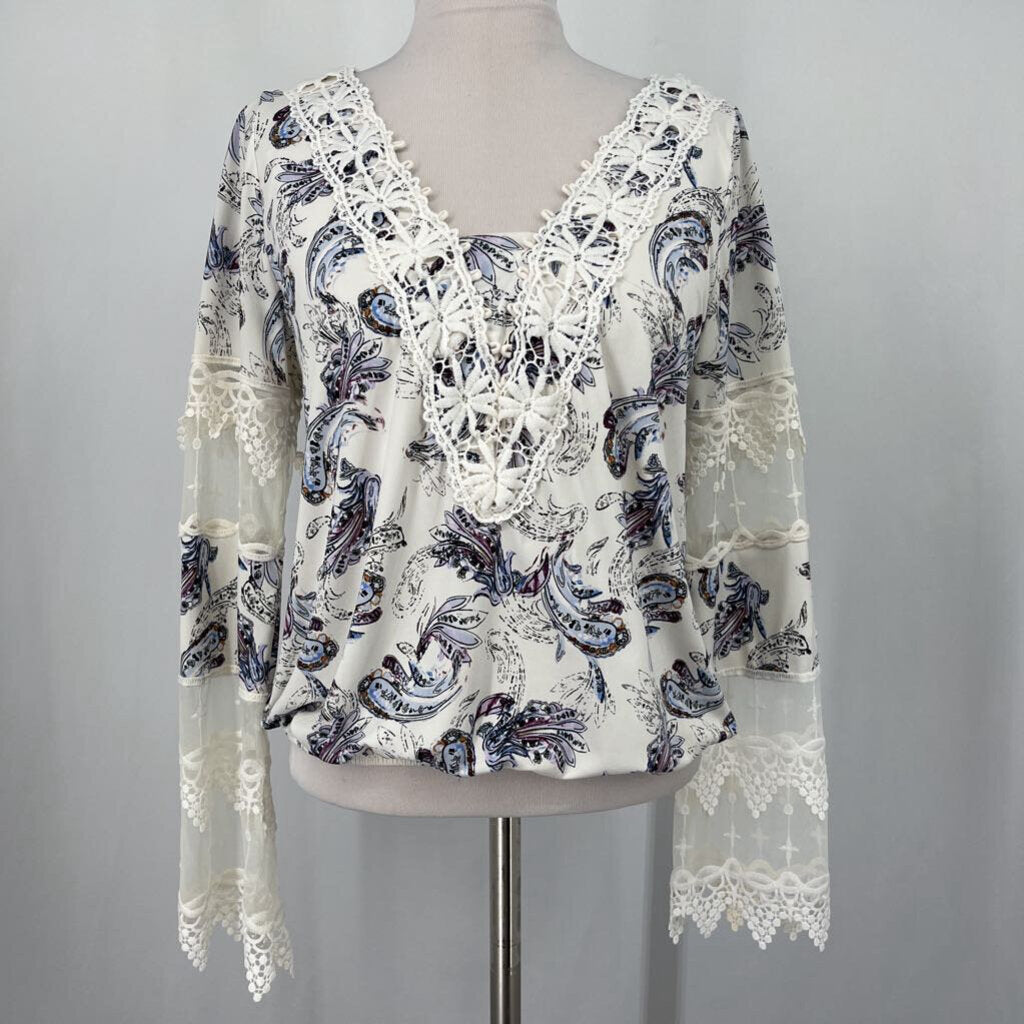WHBM L/s Lace & Floral Shirt