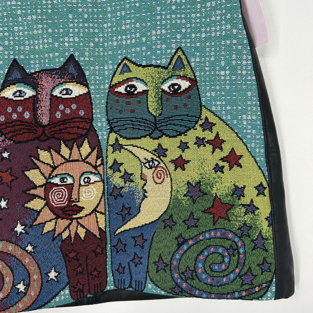 Cat Tapestry Leather Skirt