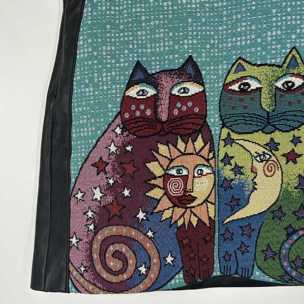 Cat Tapestry Leather Skirt