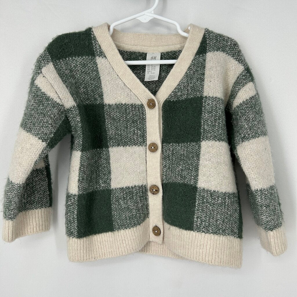H&M L/s Plaid Cardigan