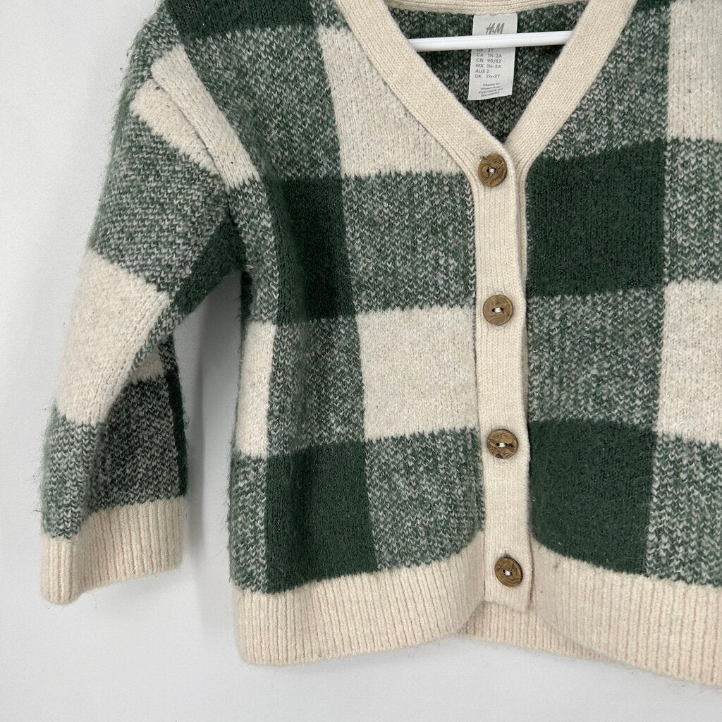 H&M L/s Plaid Cardigan