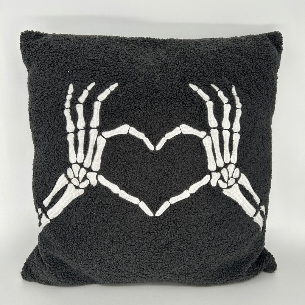 Skeleton Hand Heart Sherpa Pillow
