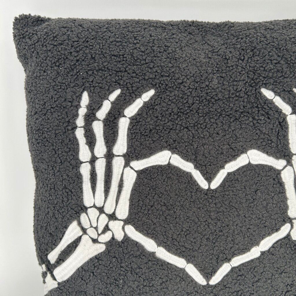 Skeleton Hand Heart Sherpa Pillow