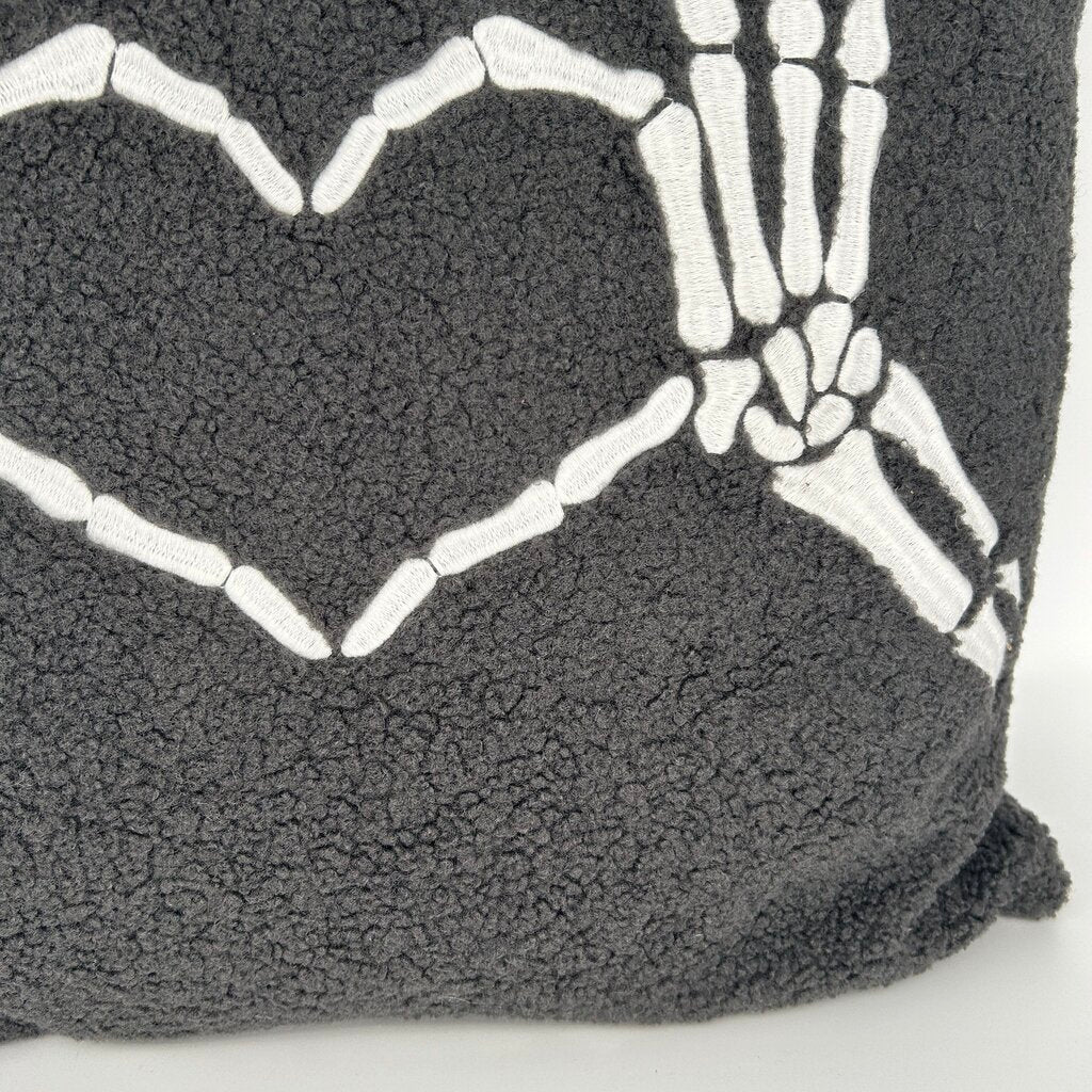 Skeleton Hand Heart Sherpa Pillow