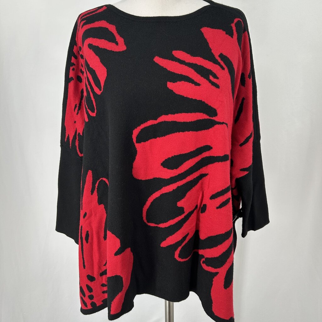 Chicos 3/4 Slv Floral Sweater