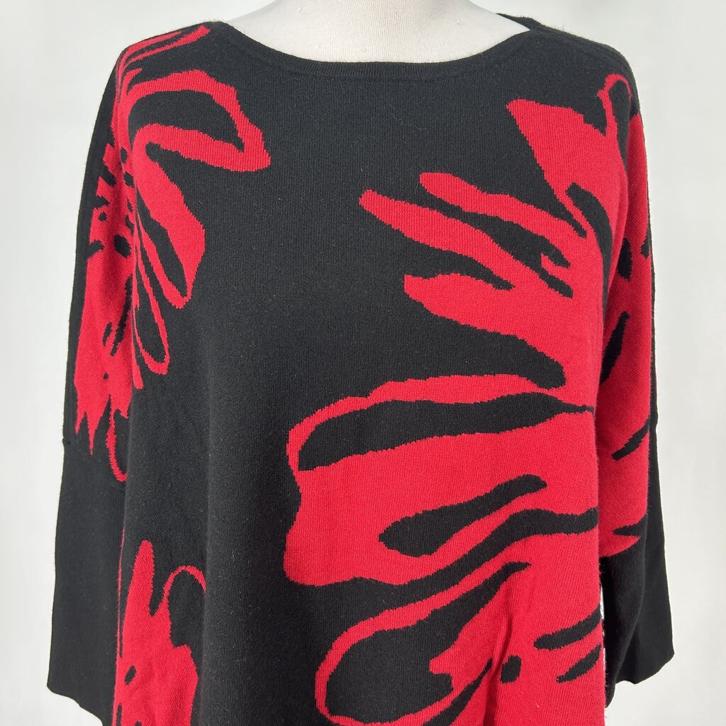Chicos 3/4 Slv Floral Sweater