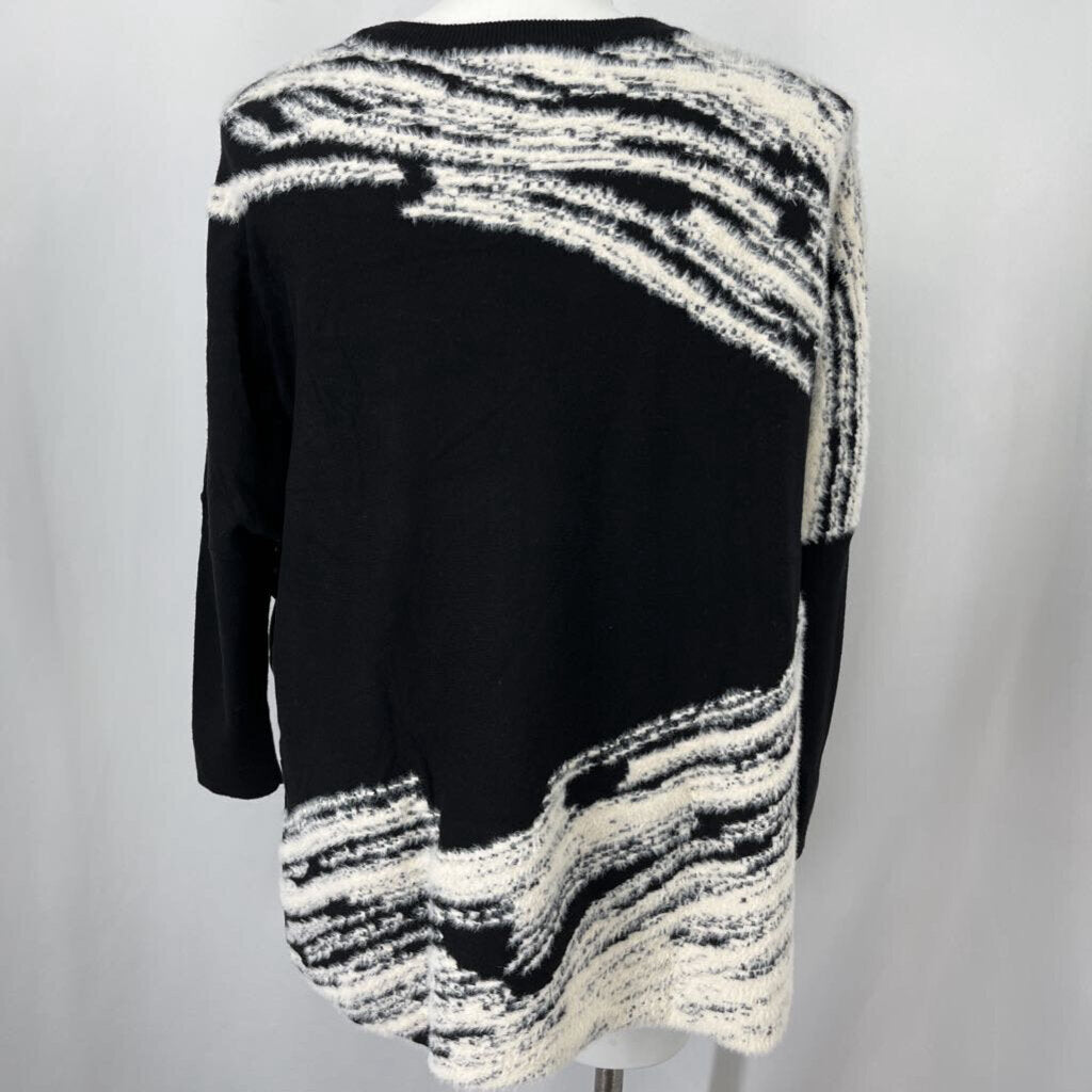Chicos 3/4 Slv Stripe Sweater