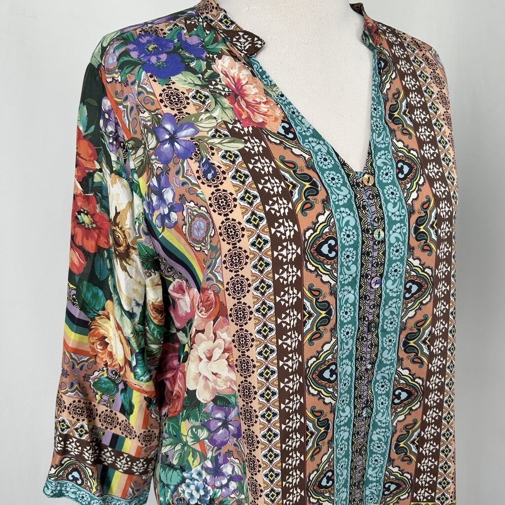 Johnny Was L/s Floral Silk Shirt